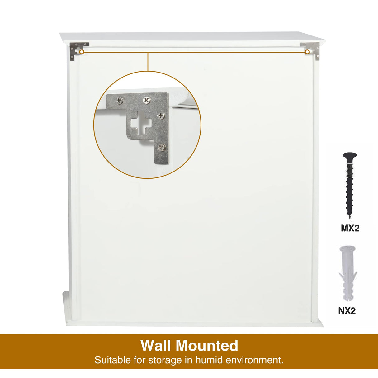 ALAPUR 27.6in Length Bathroom Cabinet Wall Mounted,Over Toilet Storage Cabinet with 2 Doors and Adjustable Shelves,Wood Medicine Cabinet for Bathroom, White ALAPUR