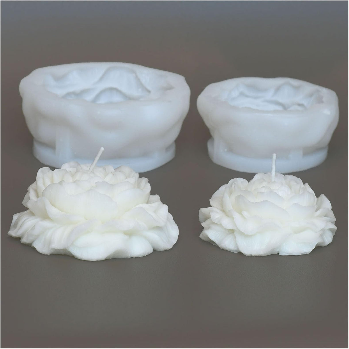 2 Pack 3.14 inch Peony Candle Molds Set - Large & Medium 2.55inch Silicone Mold for Soap Candle Making, 3D Flower Reusable Silicone Molds(Peony 2 Pack) Giliger