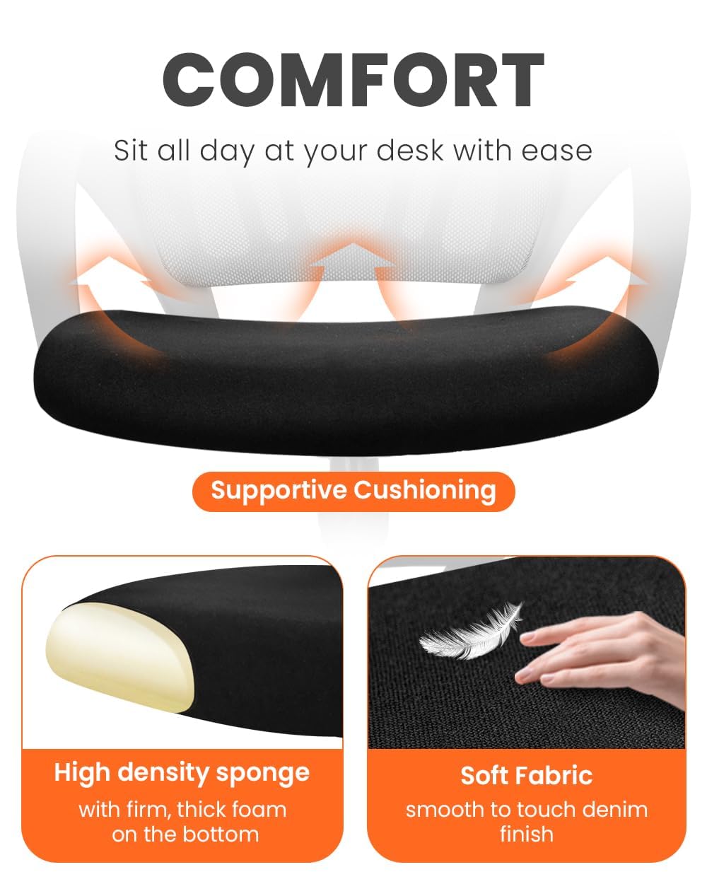 NEO CHAIR Office Chair Computer Desk Chair Gaming Ergonomic Mid Back Cushion Lumbar Support with Comfy Mesh Adjustable Swivel Rolling Home (Black) NEO CHAIR