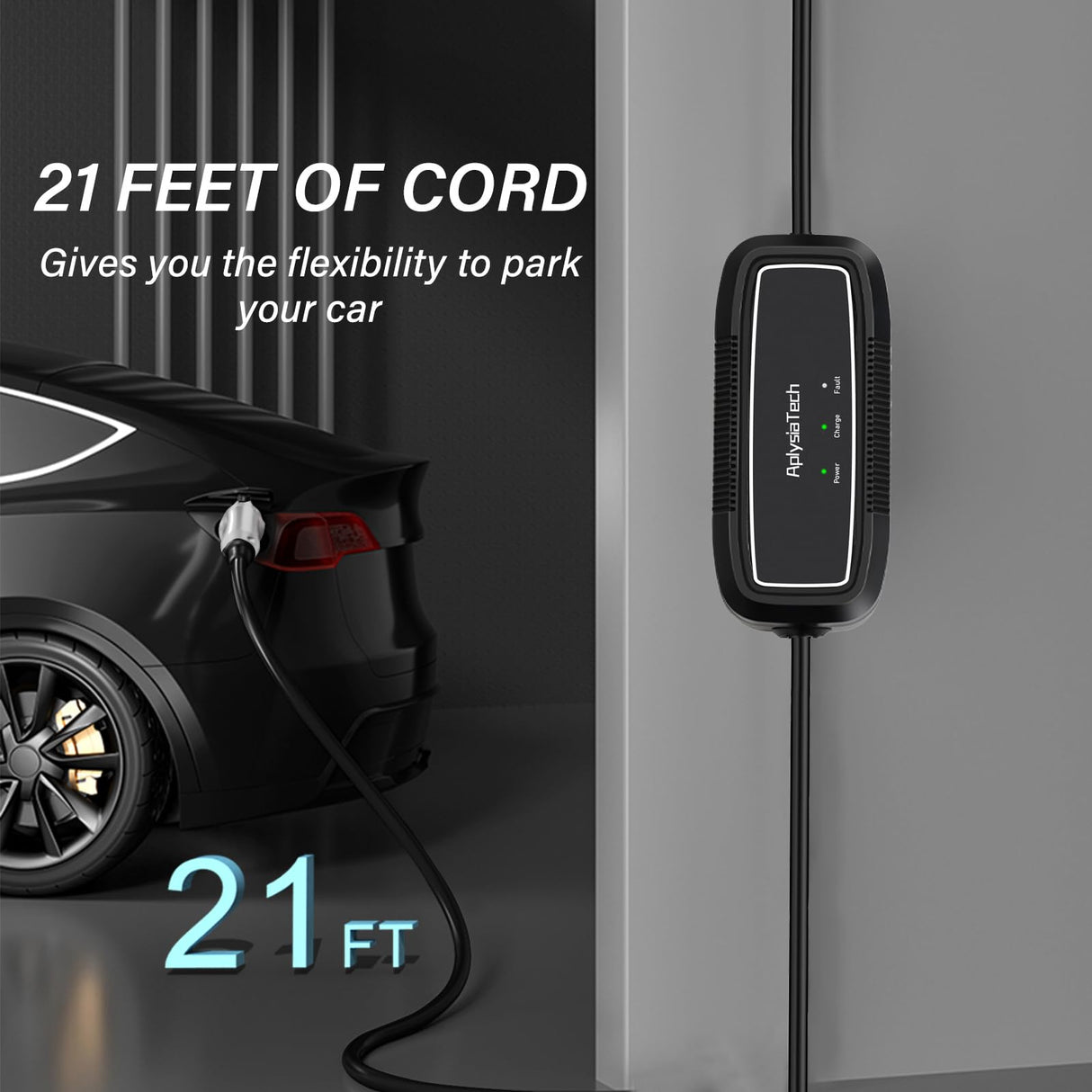 AplysiaTech Level 1+2 EV Charger, 16Amp 110-240V, Portable SAE J1772 Electric Car Charger, Plug-in EV Charging Station for Home,21 Ft Level 2 Charger Cable NEMA 6-20Plug(Tesla Need Adapter) AplysiaTech