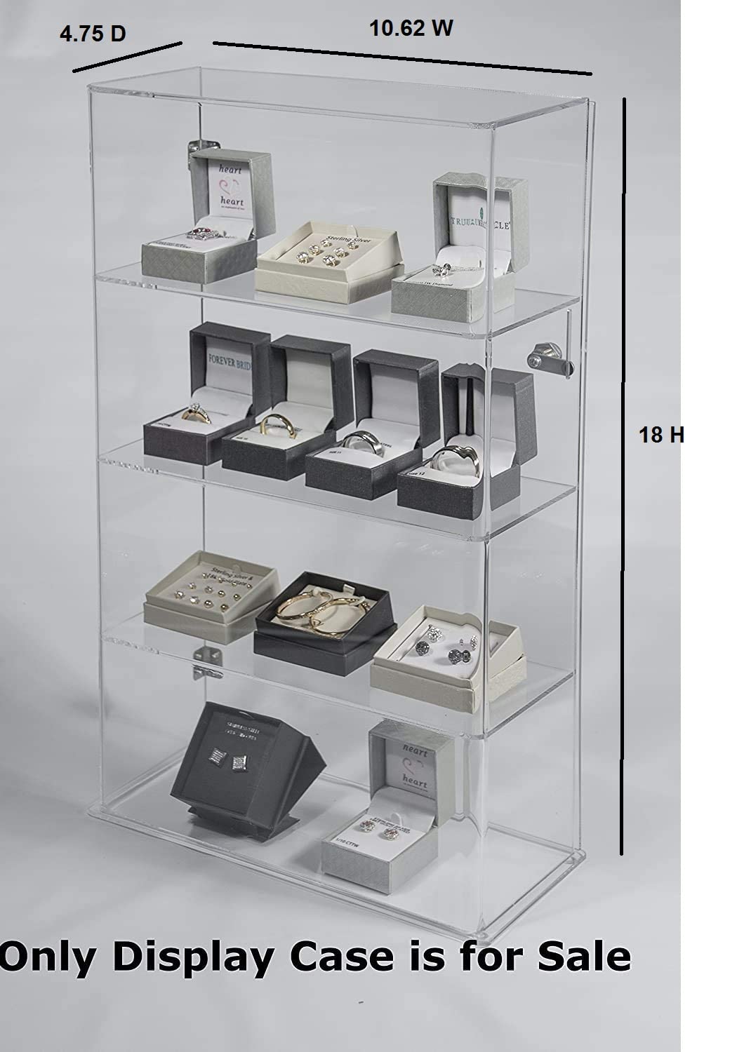 4 Tier Transparent Acrylic Display Case with Lock,Clear Show Case for Collectible, Vertical Curio,See-Through Locking Cabinet,Dustproof Protection 10.25 x 4.25 x 18.25 Inches Display case