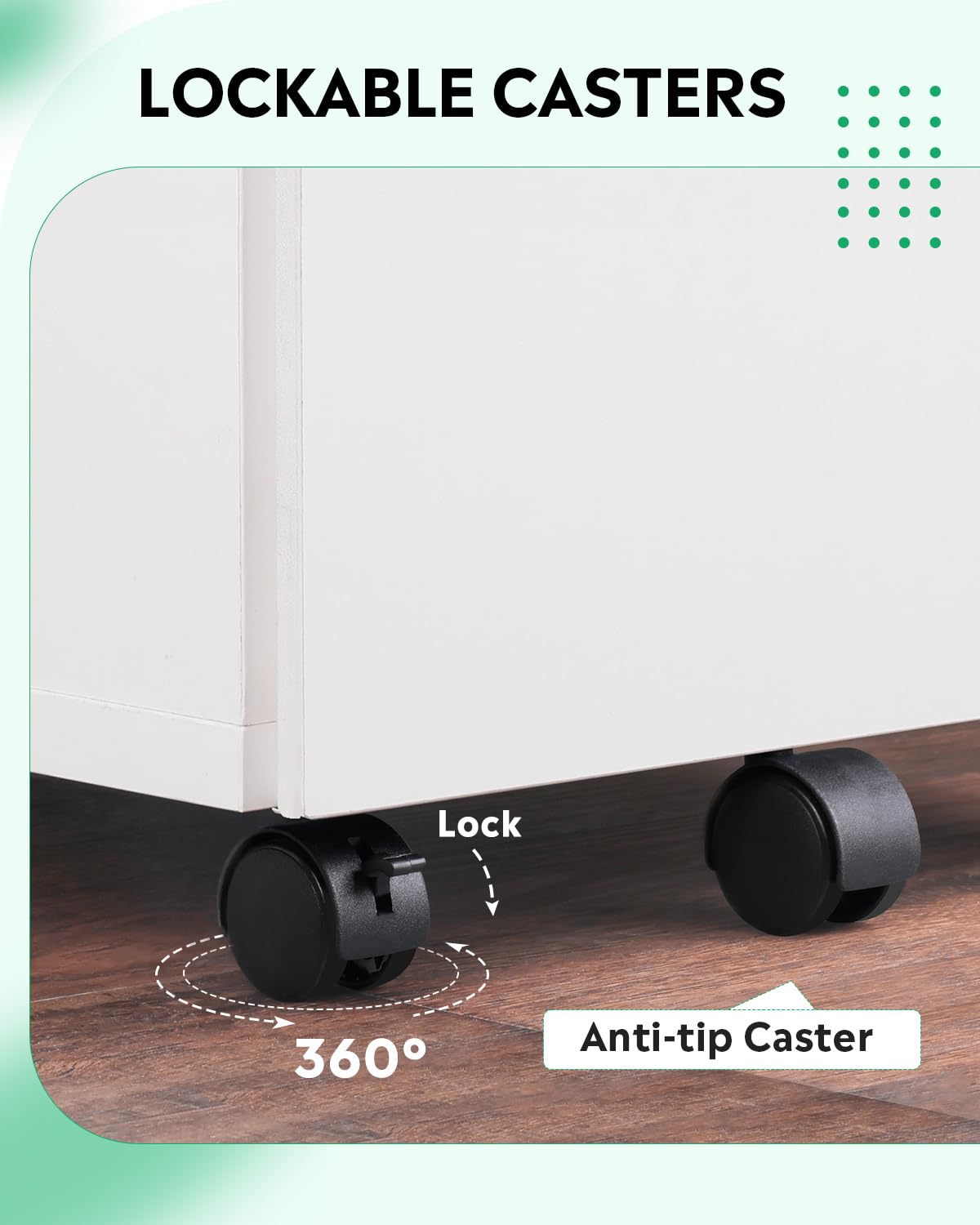 DEVAISE 3 Drawer Rolling File Cabinet with Lock, Wood Under Desk Filing Cabinet fits Letter/Legal/A4 Size for Home Office, White DEVAISE