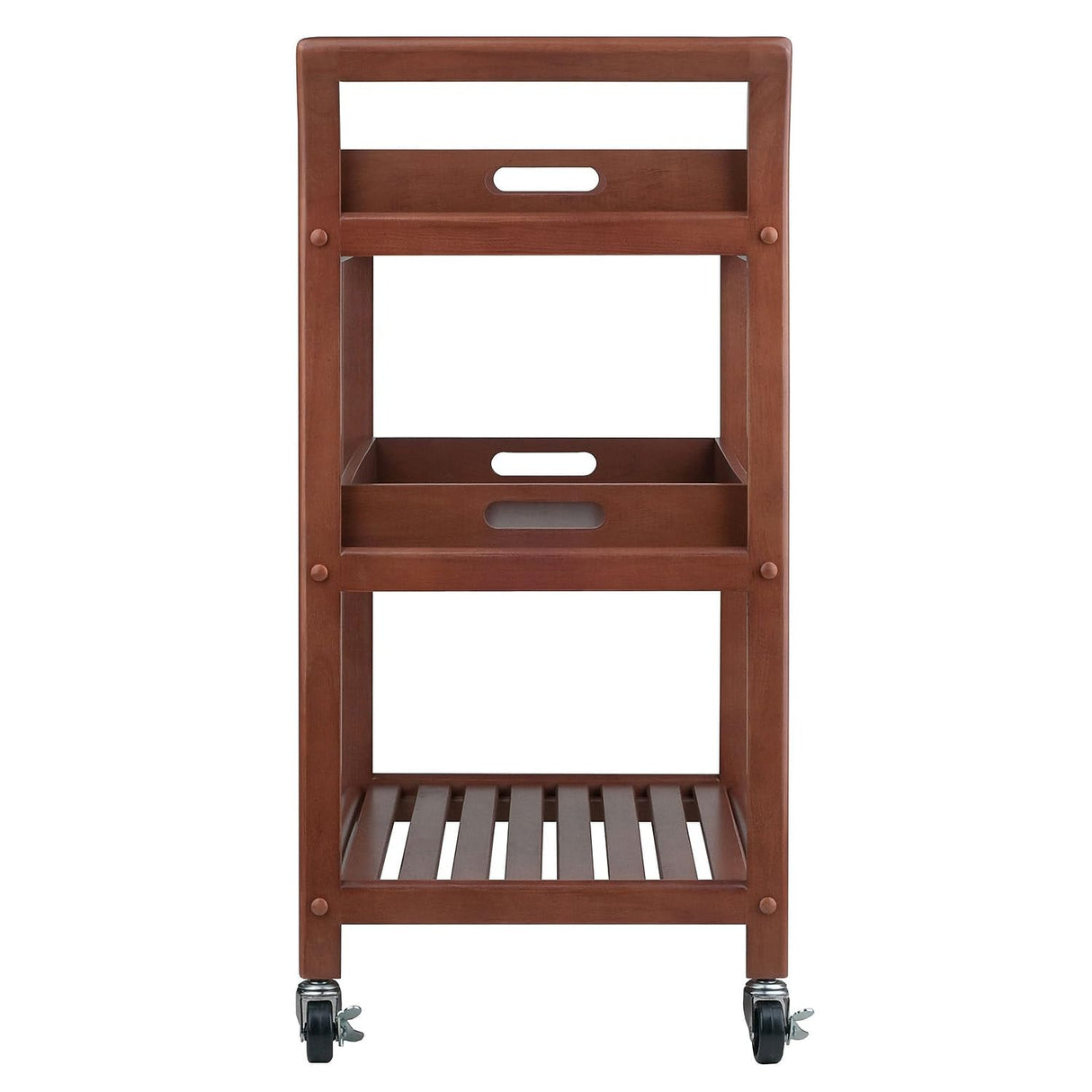 Winsome 3-Shelf Wood Mobile Serving Cart with Lockable Wheels, Walnut (94138) Winsome