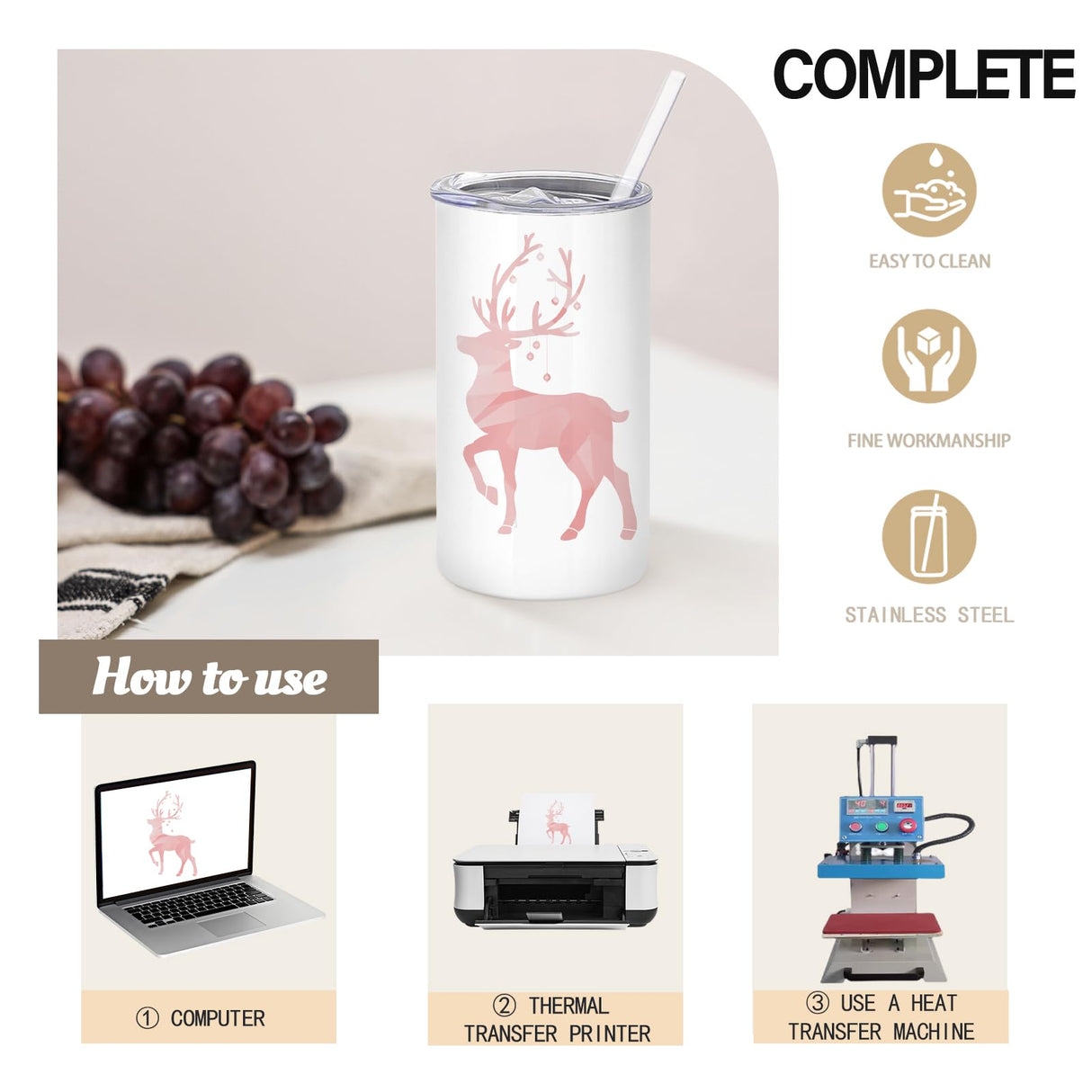 YOUKE OLA 16 Pack Sublimation Tumblers Blanks Bulk Sublimation Cups Skinny Straight Tumbler Stainless Steel Double Wall Insulated Sublimation Water Bottles with Lid & Straw for DIY Gift, 12oz White YOUKE OLA