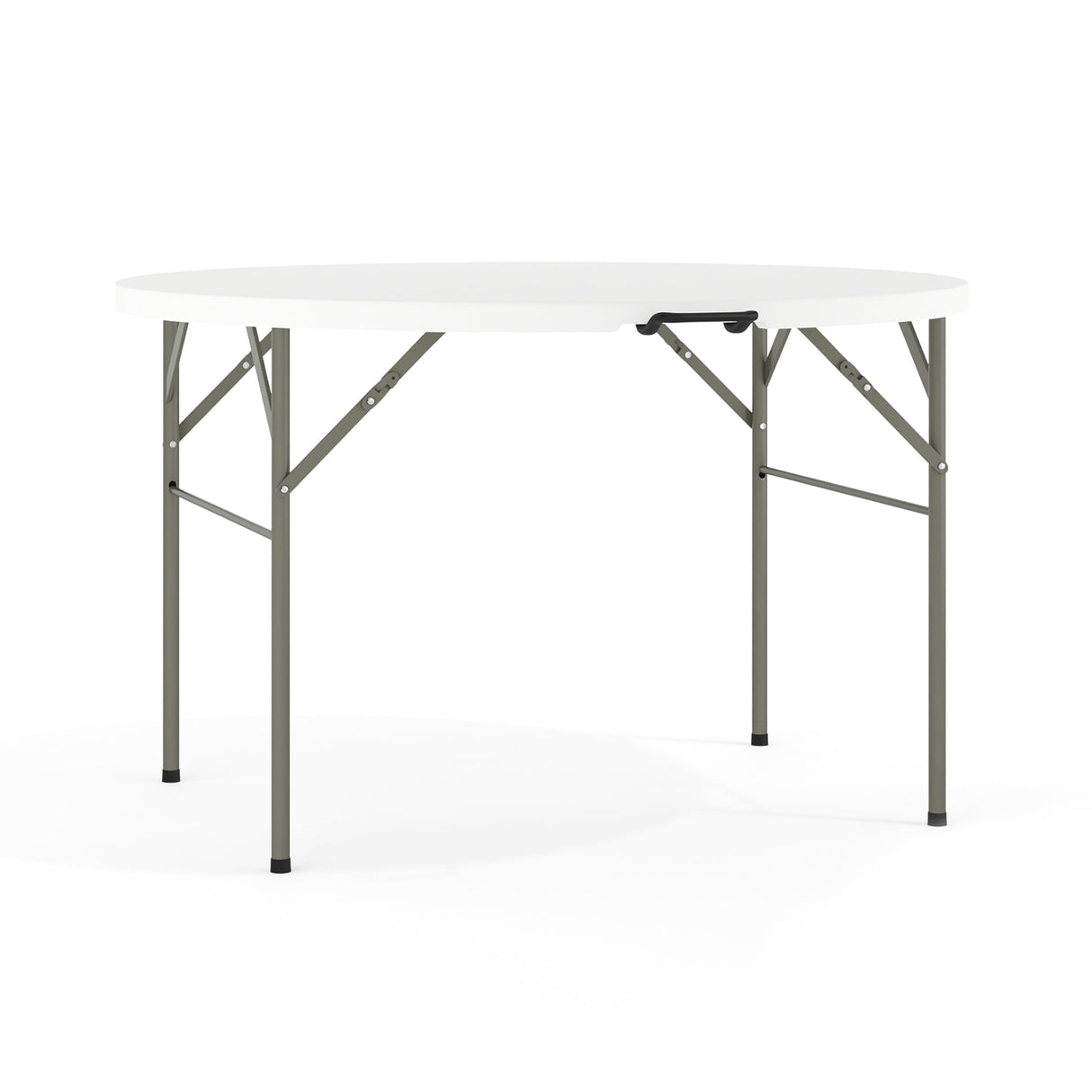 Flash Furniture Freeman 4' Round Plastic Folding Event Table with Carrying Handle, Bi-Fold Portable Banquet Table for Indoor/Outdoor Events, White Flash Furniture