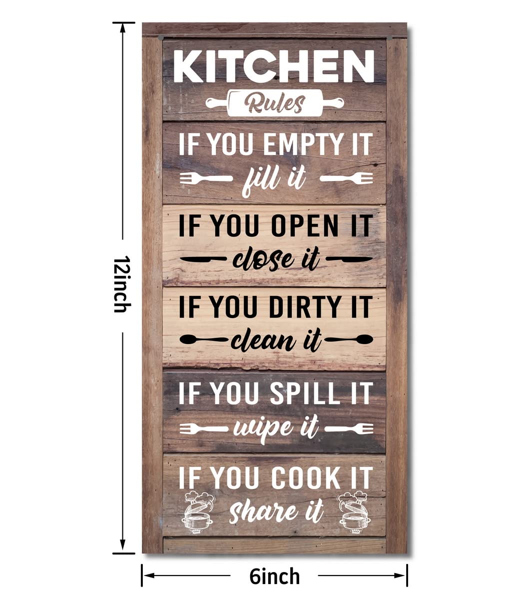 Hanging Kitchen Rules Wood Decor Sign, Rustic Kitchen Wooden Signs, Printed Wood Wall Art Sign, Kitchen Door Rules Rustic Sign, Hanging Wood Sign Kitchen Decor, Funny Farmhouse Kitchen Wall Décor Gkwa