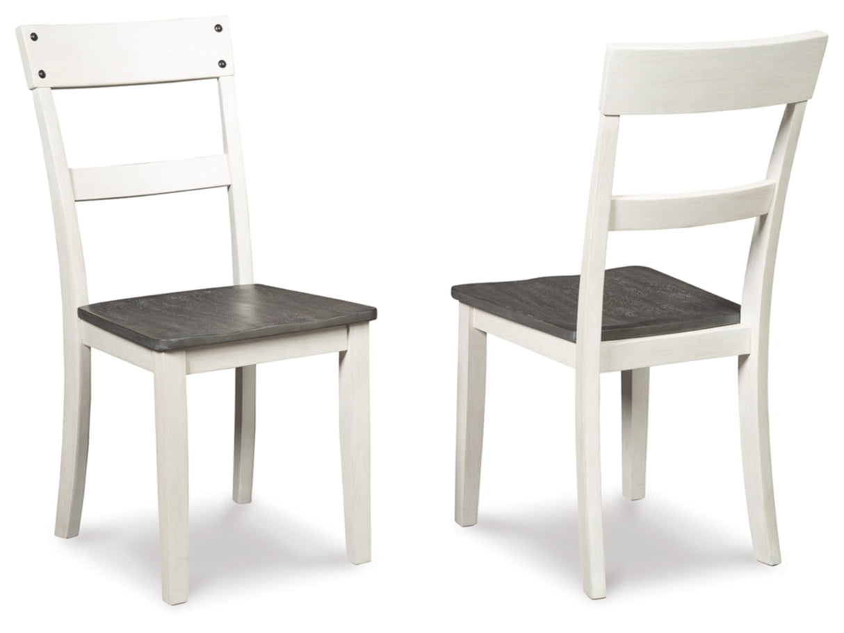 Signature Design by Ashley Nelling Modern Farmhouse 18" Weathered Dining Chair, Set of 2, White & Dark Brown Signature Design by Ashley