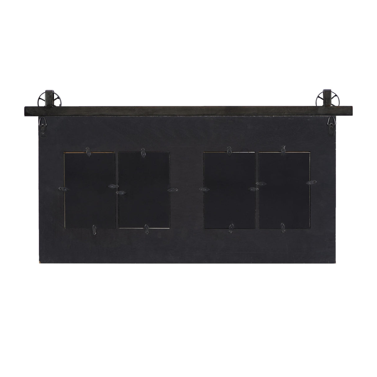 Deco 79 Wood 4 Slot Wall Photo Frame with Metal Accent, 26" x 1" x 14", Brown, SMALL SIZE Deco 79