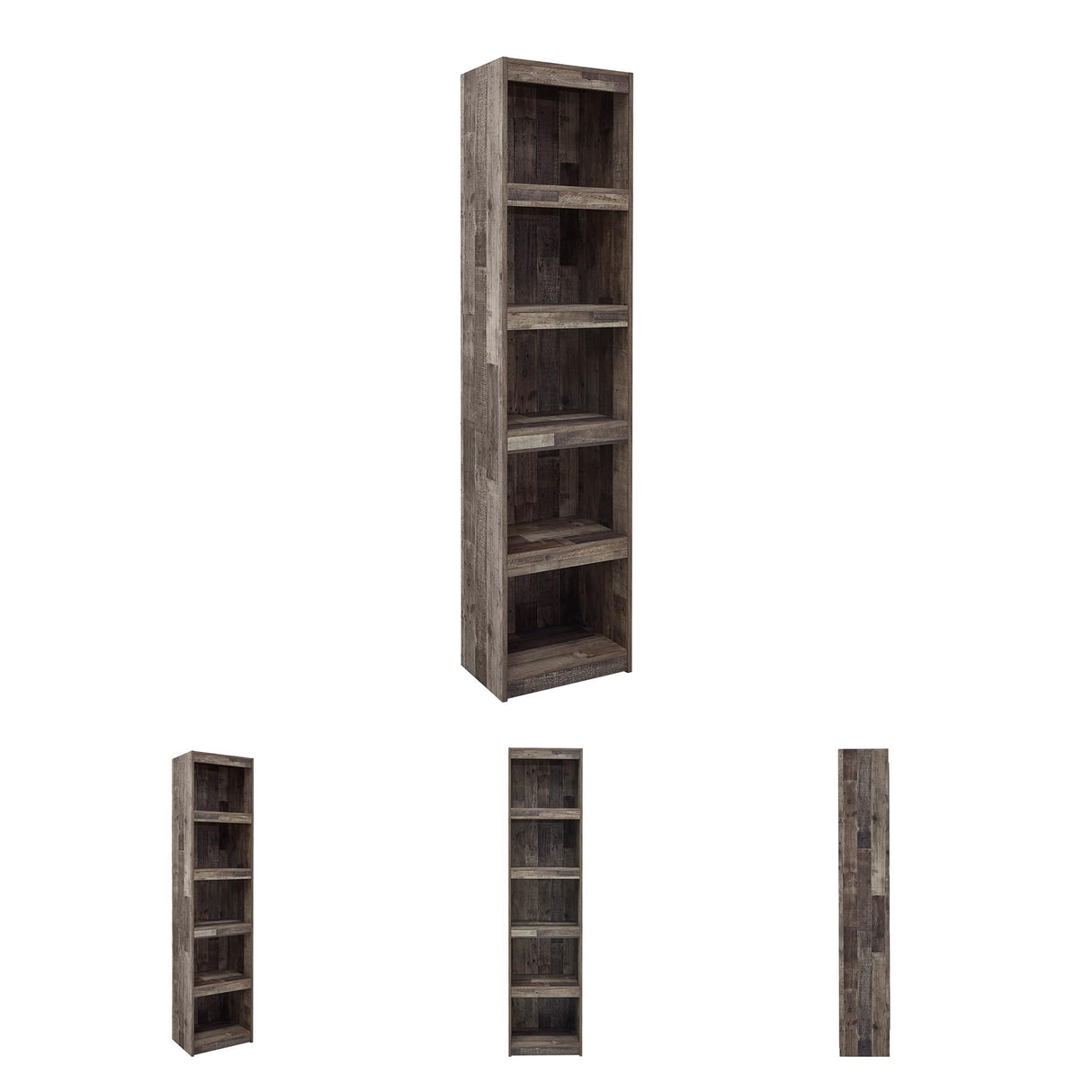 Signature Design by Ashley Derekson Rustic Pine Grain Finished Pier with 3 Adjustable Shelves, Multi Dark Gray Signature Design by Ashley