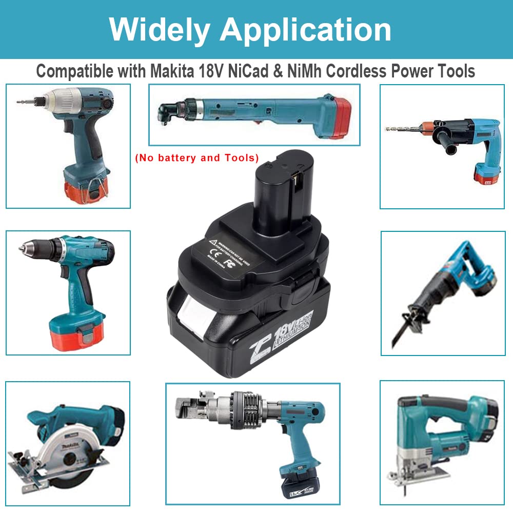 JFQWLE Adapter Compatible with Makita 18V LXT Lithium Battery BL1830 BL1850 BL1860 BL1840 to Replacement for Makita 18 Volt Ni-Cd/Ni-Mh Cordless Tool Battery JFQWLE