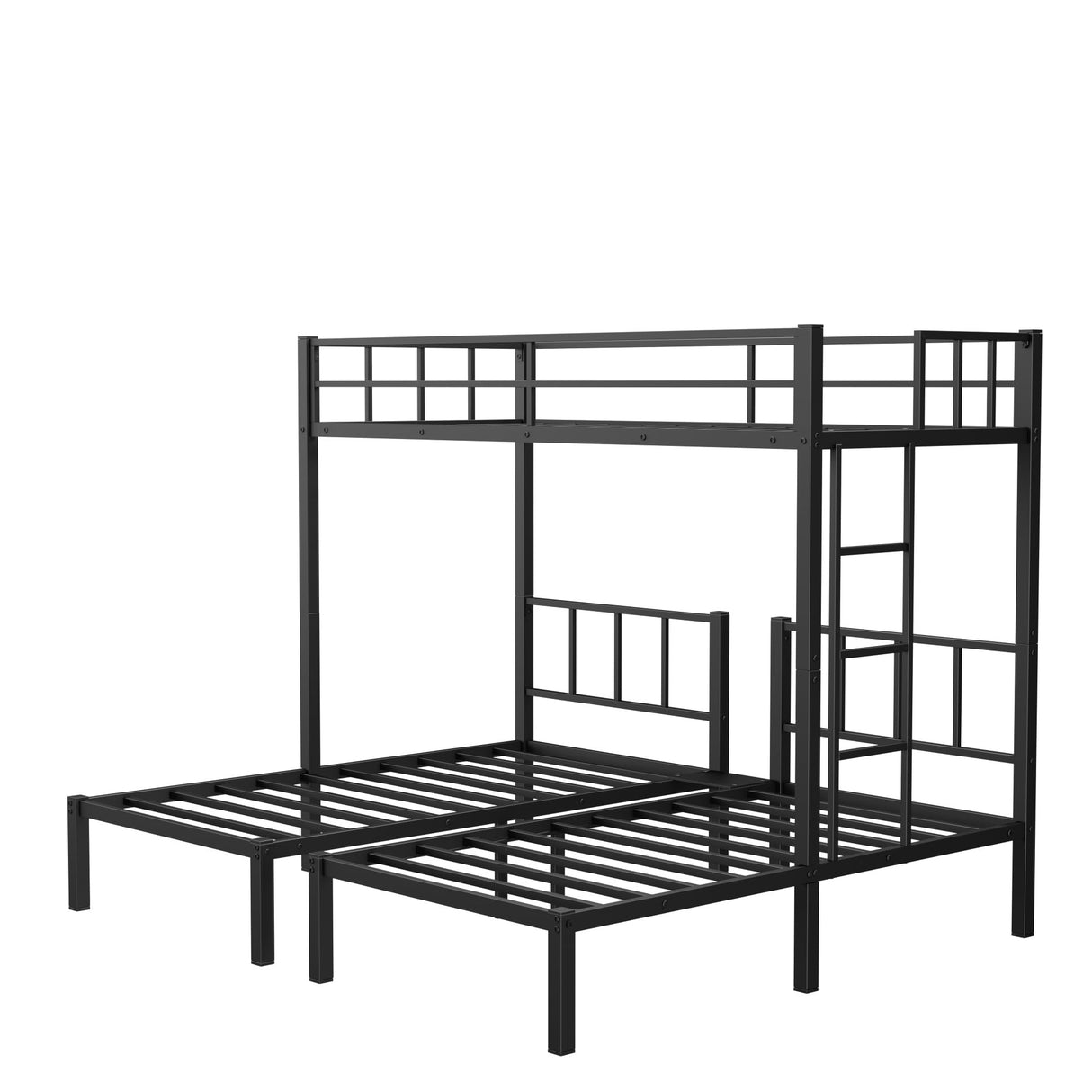 Bellemave Twin Over Twin Over Twin Bunk Bed for 3 Kids, Heavy Duty Triple Bunk Bed with Guardrails and Ladder, Twin Over Twin Over Twin Triple Bunk for Kids, Teens, Black Bellemave