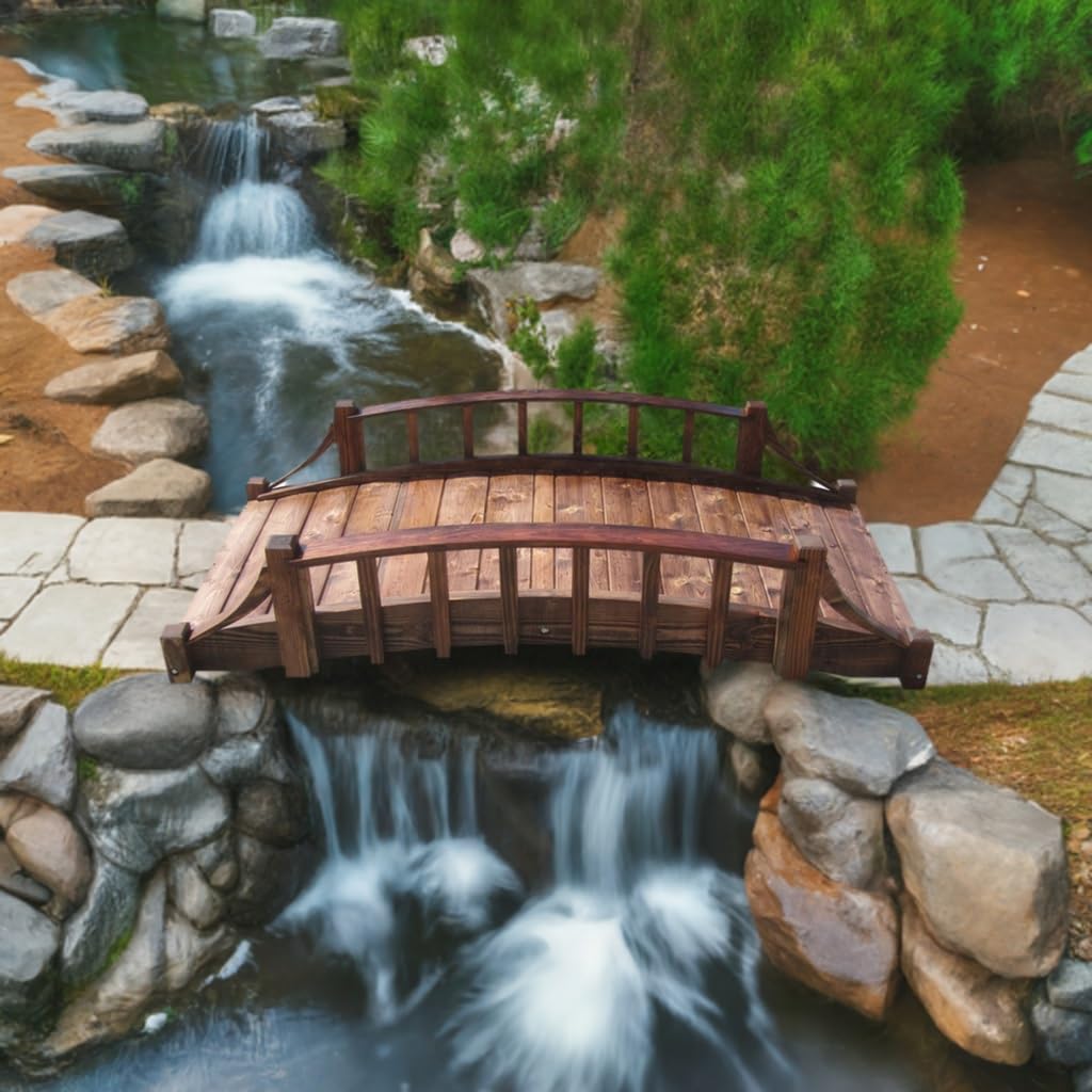 SamsGazebos Country Wood Garden Bridge, 6', Brown SamsGazebos