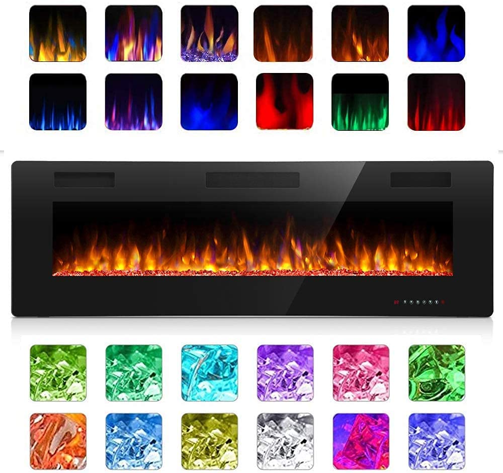 Antarctic Star 68 Inch Electric Fireplace in-Wall Recessed and Wall Mounted, Fireplace Heater and Linear Fireplace with Multicolor Flame, Timer, 750/1500W Control by Touch Panel & Remote… Antarctic Star