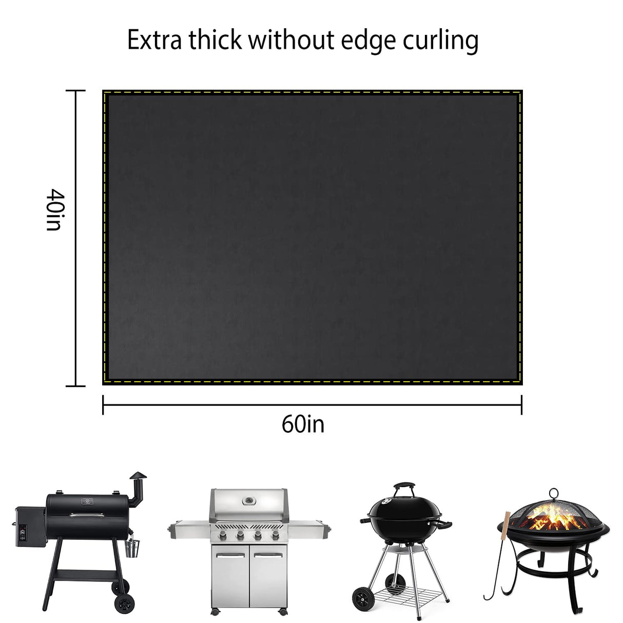 VCHOMY 40x60 Inch Under Grill Mat for Outdoor Grill Deck Patio Protector Extra Large Silicone Fireproof Waterproof Oil-Proof Fire Pit Matt BBQ Barbecue Pad VCHOMY