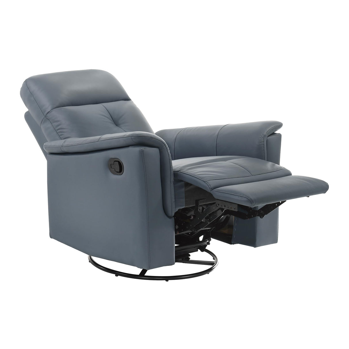Lexicon Swivel Glider Recliner Chair, Comfy Nursery Glider, Top Grain Leather Match Recliner, Manual Reclining Chair for Living Room/Office/Apartment, Blue Gray Lexicon
