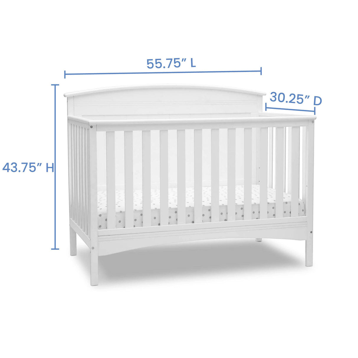 Delta Children Archer Solid Panel 4-in-1 Convertible Baby Crib - Greenguard Gold Certified, Bianca White Delta Children