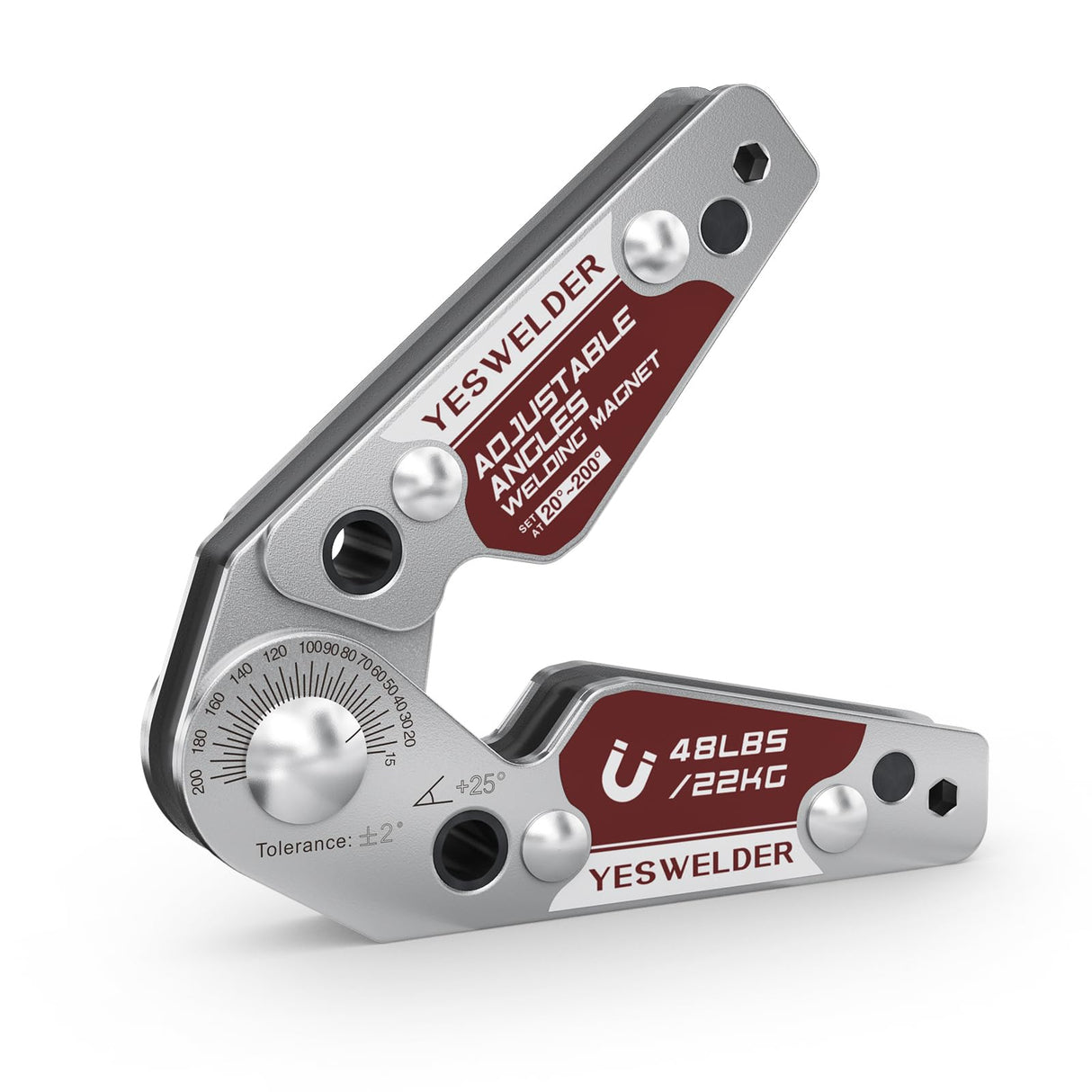 YESWELDER Adjustable Angle Welding Magnet 20-200° Magnetic Welding Holder of 48LBs Holding Power Welding Accessory YESWELDER