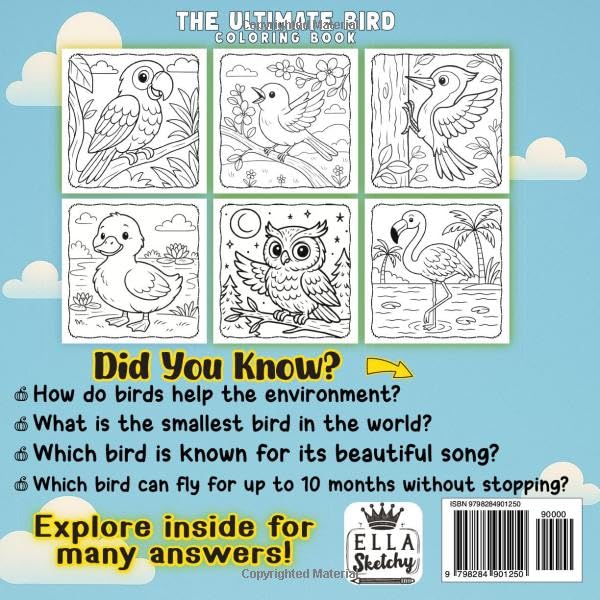The Ultimate Bird Coloring Book: 50+ Facts and Beautiful Illustrations of Amazing Birds, Learn About Parrots, Eagles, Owls, and More Majosta