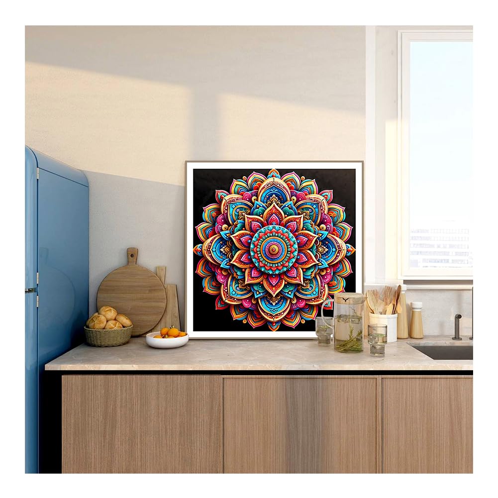 AMORARS Mandala Diamond Painting Kit for Adults, Mandala Diamond Art Beginners - DIY Full Diamond Dot Gem Art Paintings, Suitable Gifts, and Home Decoration Crafts, 12x12Inch AMORARS