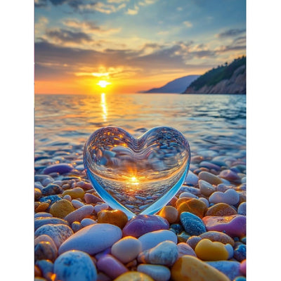 VividMeng Beach Diamond Art Kits for Adults,Sunset Diamond Painting Kit for Adults,DIY Full Drill Diamond Painting Beach Gem Art and Crafts 12x16inch