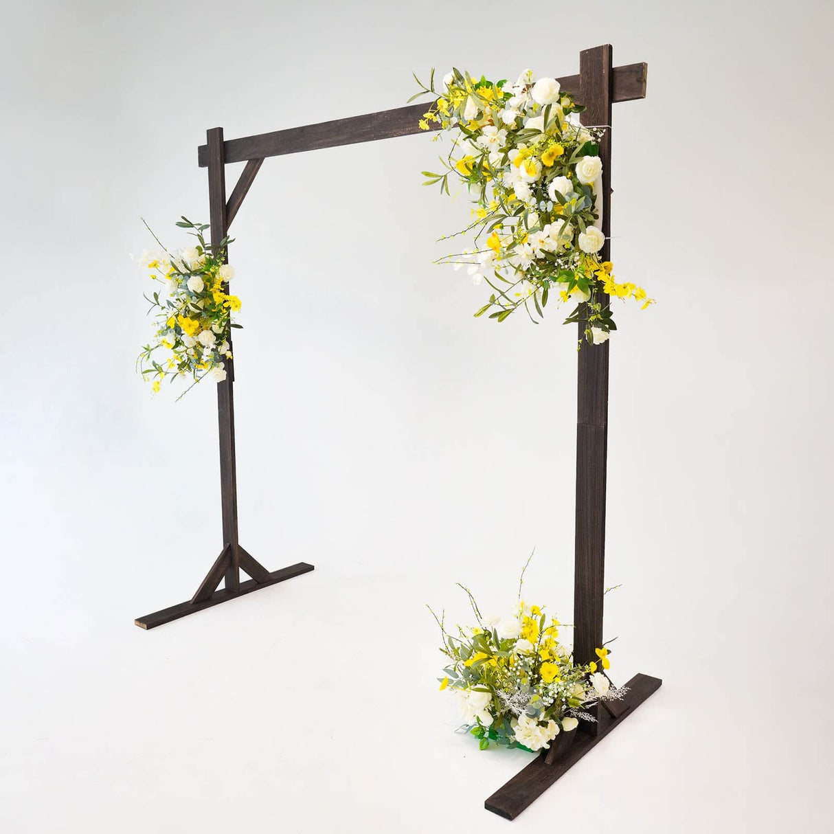 TABLECLOTHSFACTORY 7FT Rustic Square Wedding Arch Wooden Backdrop Stand, Wedding Ceremony Arch - Brown Tableclothsfactory