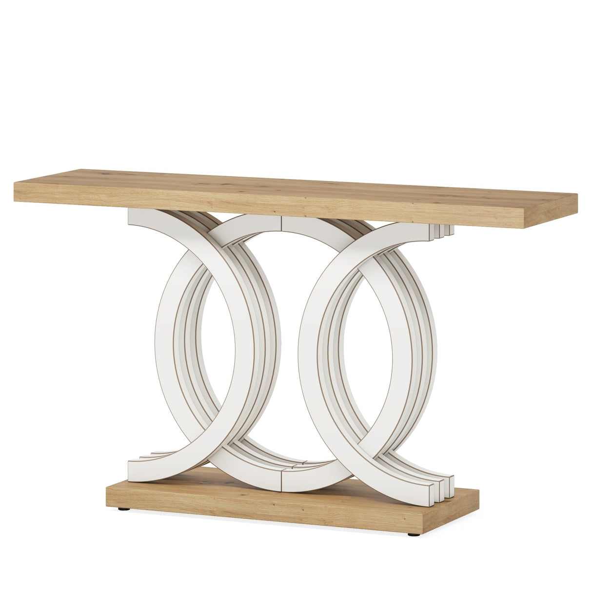 Tribesigns 55 in Console Table with Geometric Base, Modern Hallway Table, Wooden Entryway Table, Foyer Sofa Table, Unique Long Accent Table for Decoration and Organization (White) Brand Tribesigns