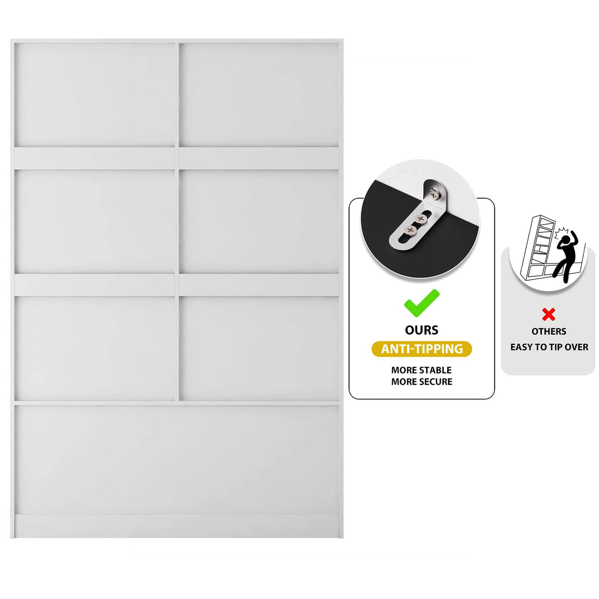 Wardrobe Closet with Doors, 71" Tall Bedroom Armoire, Wooden Closet with Doors and Drawer, Large Capacity Freestanding Wardrobe Closet with Hanging Rod and Shelves, Anti-Dumping Design, White RIDFY