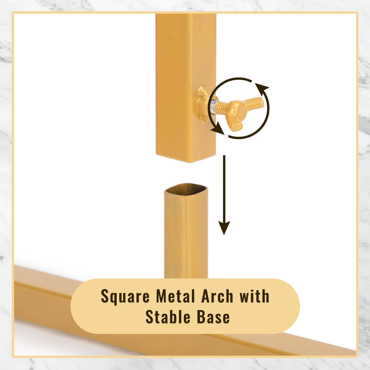 DOEWORKS Wedding 6.5 FT Gold Rectangle Arch Stand, Metal Arch Backdrop Stand Gold Wedding Arch Stand,for Wedding, Birthday Party,Gold DOEWORKS