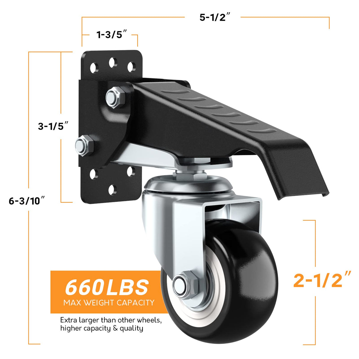 SOLEJAZZ Workbench Caster kit 660 LBS Heavy Duty Retractable Casters Workbench Wheels All Steel Construction Urethane, Bonus Install Template, 4 Casters SOLEJAZZ