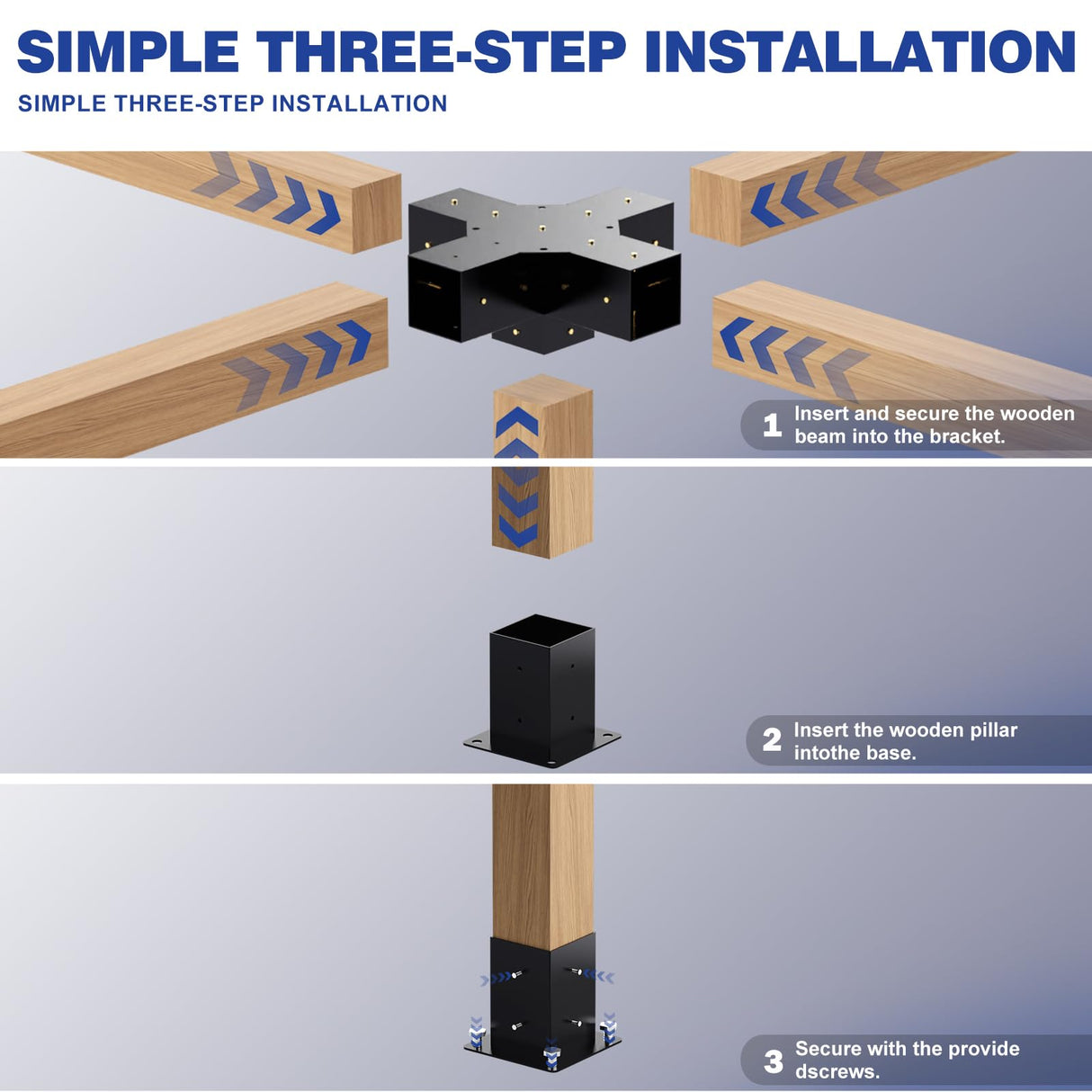 Grehitk Pergola Kit, Pergola Brackets 5-Way Right Angle Corner Bracket Woodworks DIY Post Base Kit, Wooden Beams for Gazebos, Patio Pergolas, Log Cabin Outdoor Pergola Hardware for 4x4 Lumber Grehitk