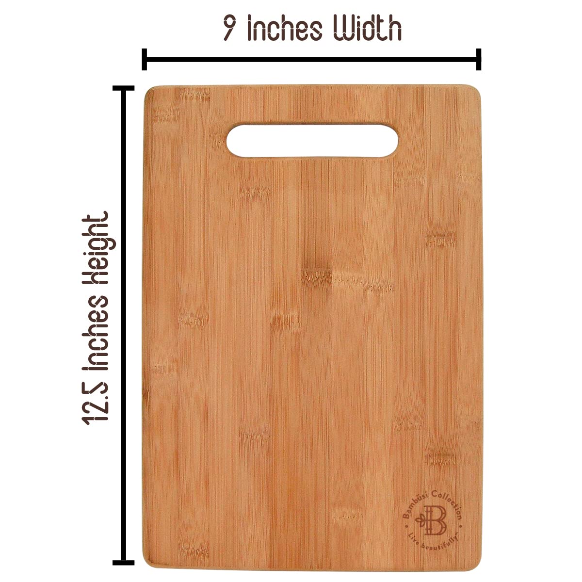 Bamboo Cutting Board, Wooden Kitchen Chopping Board for Food Prep, Chopping, Carving Meat, Fruits Vegetables, 12.5" x 9" Bambüsi