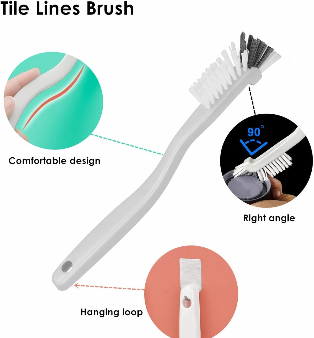JIANYI Kitchen Scrub Brush, Angle Cleaning Brush, Right Angle Scrub Brushs for Sink Household Dish Pot Pan Edge Corners, Upgraded Stiff Brushes for Small Space Crevice Cleaning with Stiff Bristle JIANYI