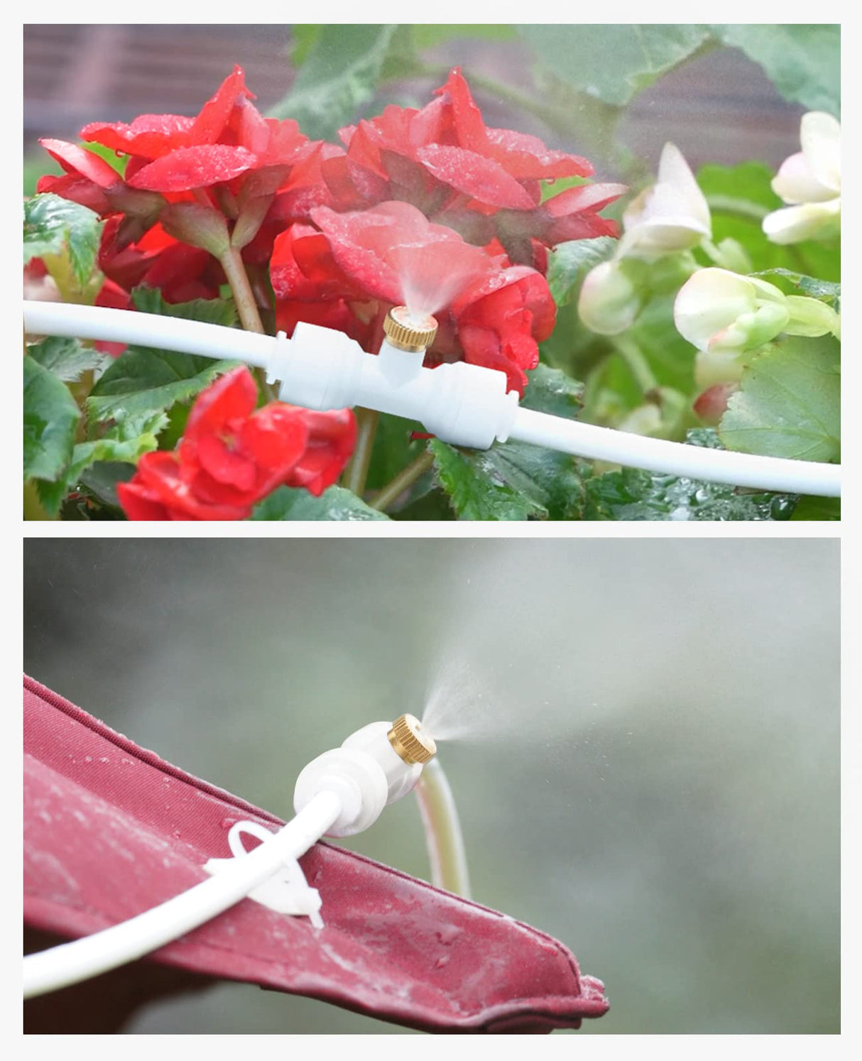 HOMENOTE Misting Cooling System, 26.3FT (8M) Misting Line + 7 Brass Mist Nozzles + Brass Adapter(3/4") Misters for Outside Patio Cooling Garden Greenhouse Watering homenote