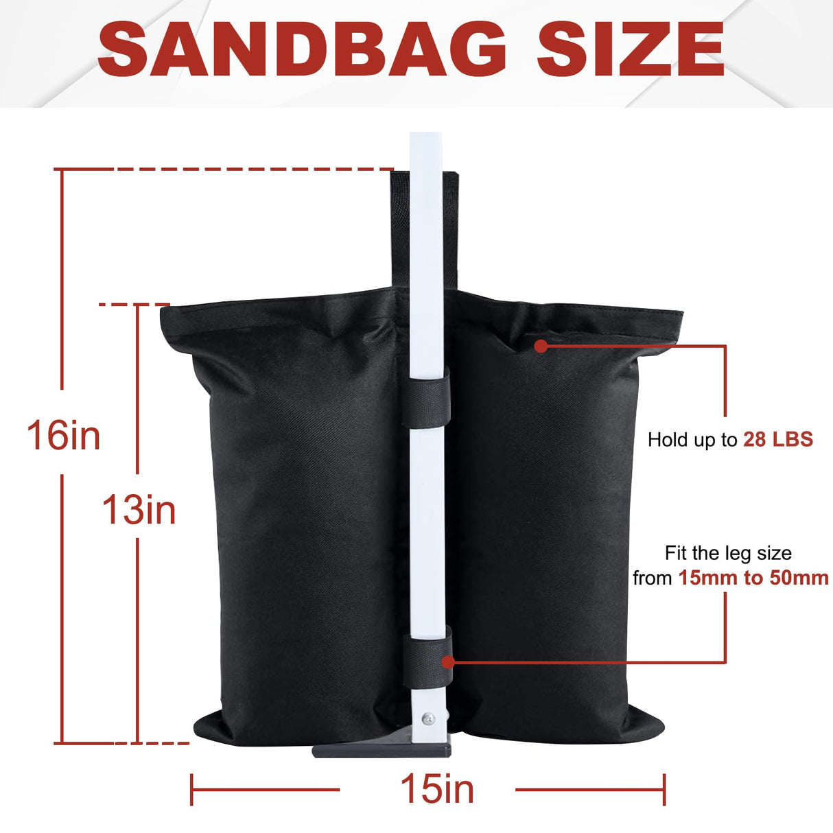 ABCCANOPY Canopy Weights 120 LBS Gazebo Tent Sand Bags,4pcs-Pack (Black) ABCCANOPY