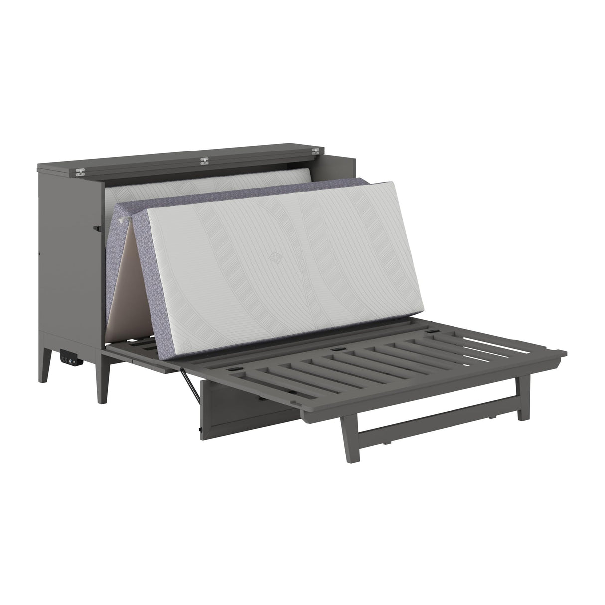 AFI, Santa Fe Queen Murphy Bed Chest with 6" Mattress & Built-in USB Charger, Grey AFI