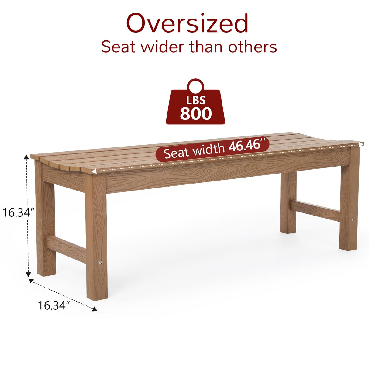 Stoog Teak Two-Person Outdoor Backless Bench with 800 lbs Capacity and All-Weather Durability Stoog