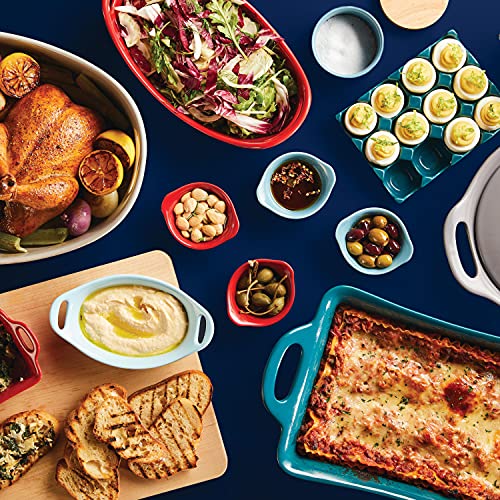 Rachael Ray Solid Glaze Ceramics Round Ramekins/Dipping Cup Set, 4 Piece, Red Rachael Ray