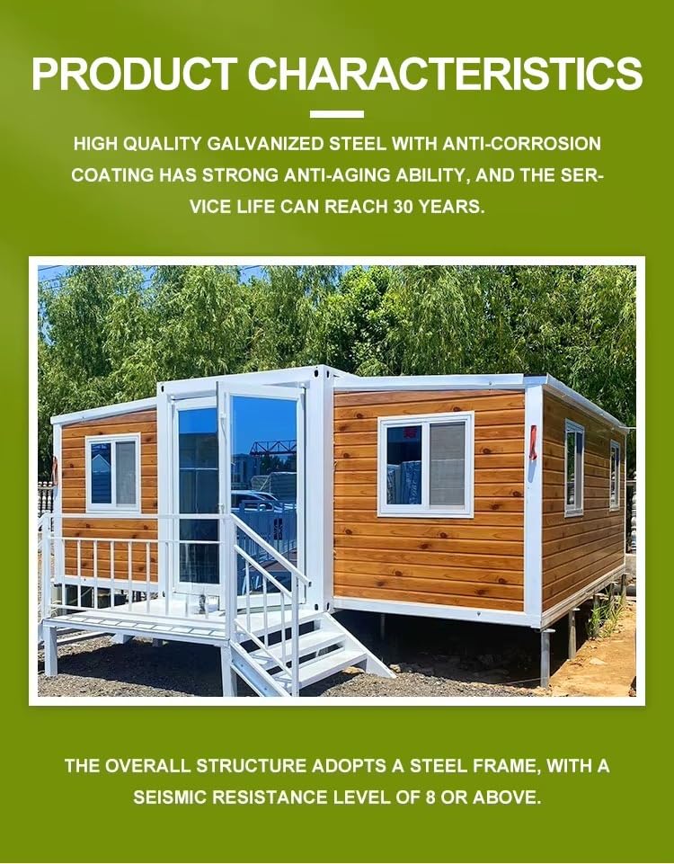 20ft 30ft Prefab Luxury House Prefab Modular Cabin Folding Container Home Comfort & Enough Space for Offices, Lodging,Medical Stations, Hotel and Holiday Villa Generic