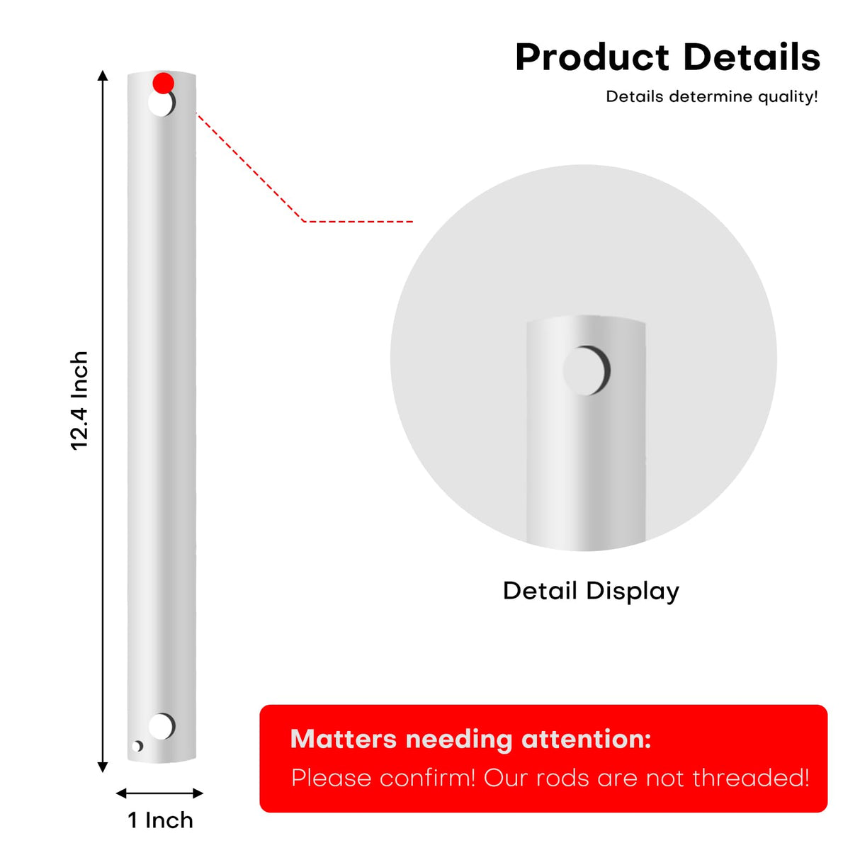 48-inch Ceiling Fan Downrod with Extension Cord, 4-Foot White Ceiling Fan Extension Rod, 1-Inch OD, Ceiling Downrod for Various Fans (White, Unthreaded) CEPGMNL