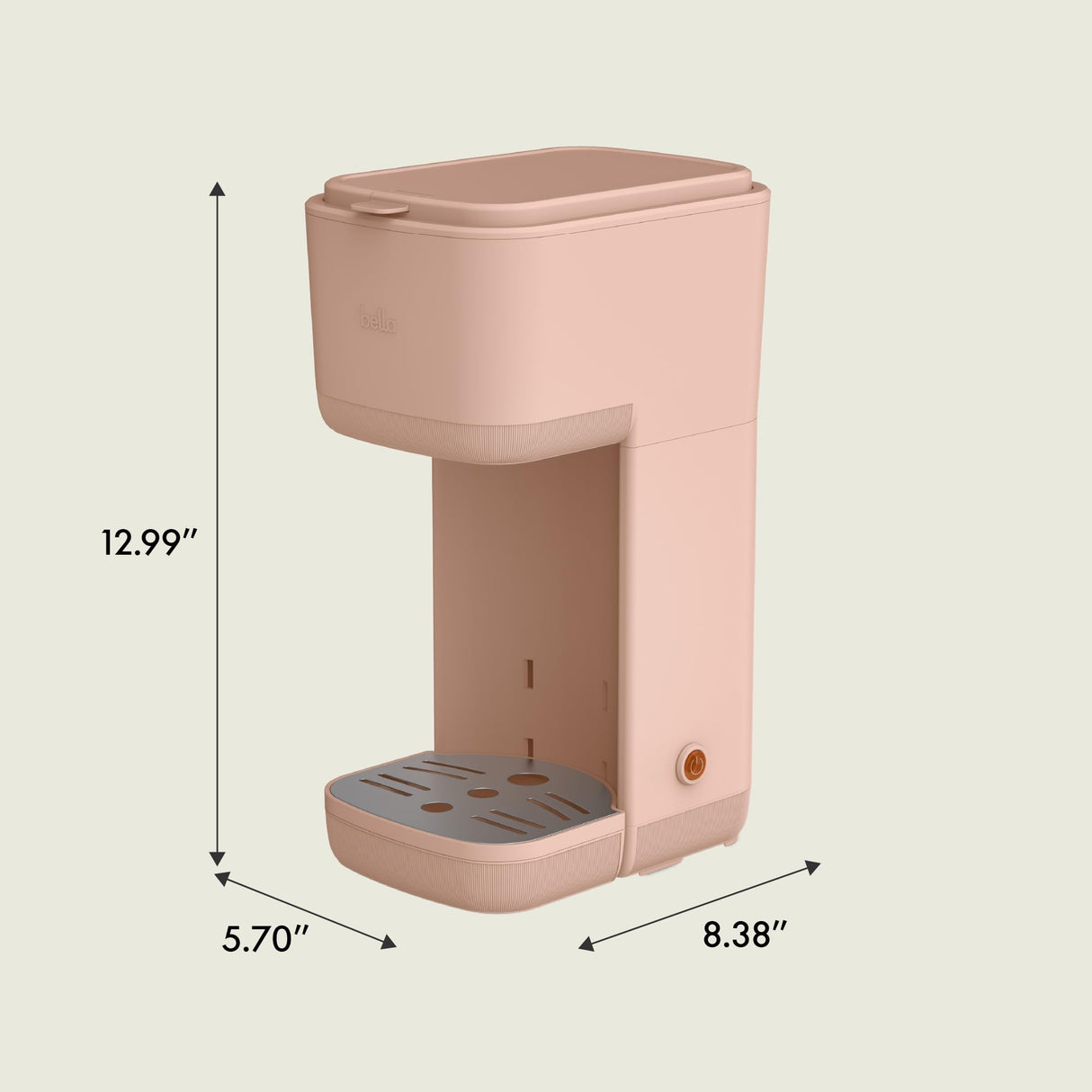 BELLA Single Serve Coffee Maker, K Cup & Coffee Ground Compatible with Removable, Adjustable Drip Tray, Auto Shutoff & Reusable Dishwasher Safe Accessories, Brews 6oz to 14oz, 1000 Watt, Blossom BELLA