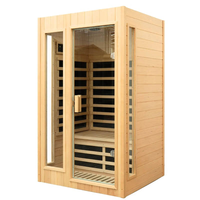 KUNSANA 2 Person Infrared Sauna, Far Infrared Saunas for Home, Hemlock Wood Sauna Room, Low EMF Indoor Home Sauna Spa, 1500Watt, Bluetooth Speakers, Reading Lamps