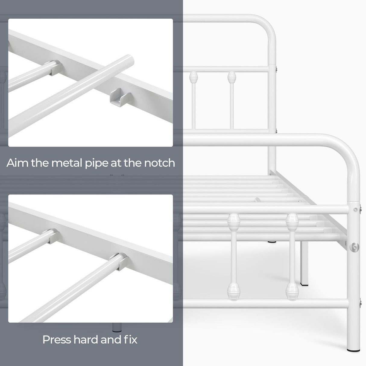 Yaheetech Classic Metal Platform Bed Frame Mattress Foundation with Victorian Style Iron-Art Headboard/Footboard/Under Bed Storage/No Box Spring Needed/Full Size White Yaheetech