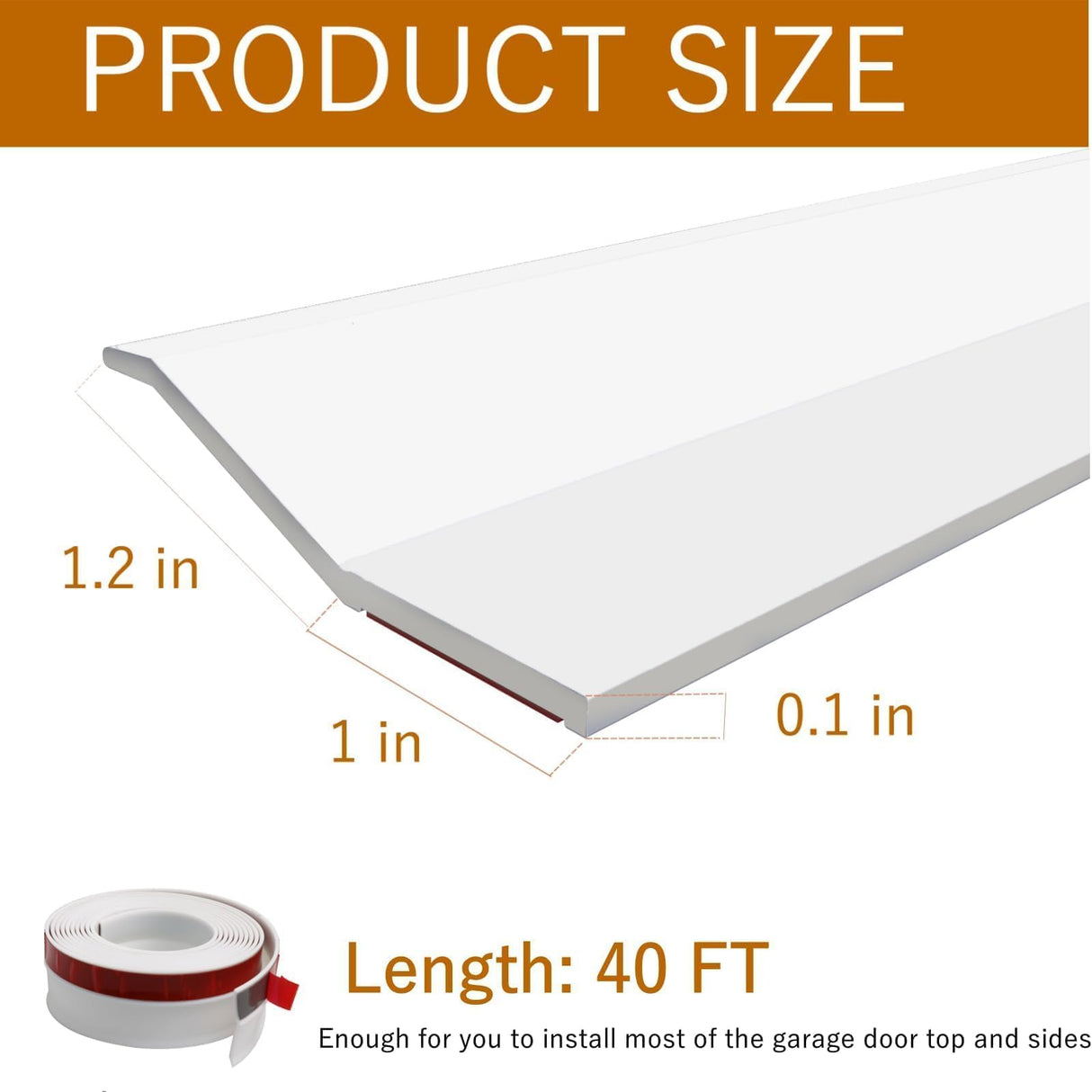Elvone Garage Door Seal Top and Sides, 40 FT Universal TPE Weather Stripping Garage Door Trim Seal Weatherproofing Garage Door Seals with Nails and Lids in White Elvone