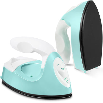 Honoson Mini Craft Iron Mini Heat Press Small Iron Portable Handy Tiny Flatiron with Charging Base Accessories for Fuse Beads Patch DIY Shoes T-Shirts Heat Transfer Vinyl Projects(Mint Green)