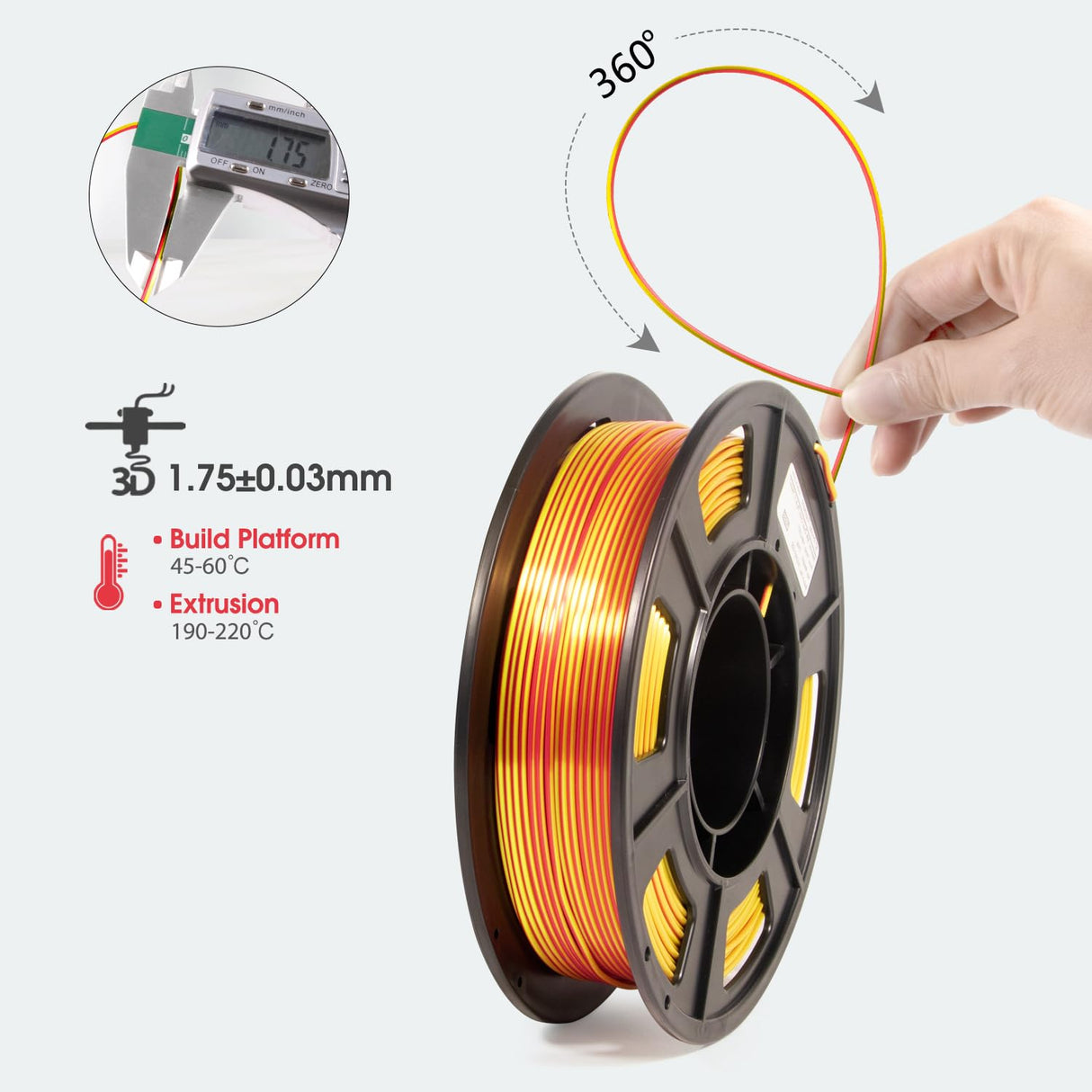 iSANMATE 3D Printer Filament, PLA Filament 1.75mm Bundle, Dual Color Filament Silk PLA, Dimensional Accuracy +/- 0.03 mm, 250g x 4 Pack(Gold+Red,Red+Green, Blue+Silver, Bronze+Silver) iSANMATE
