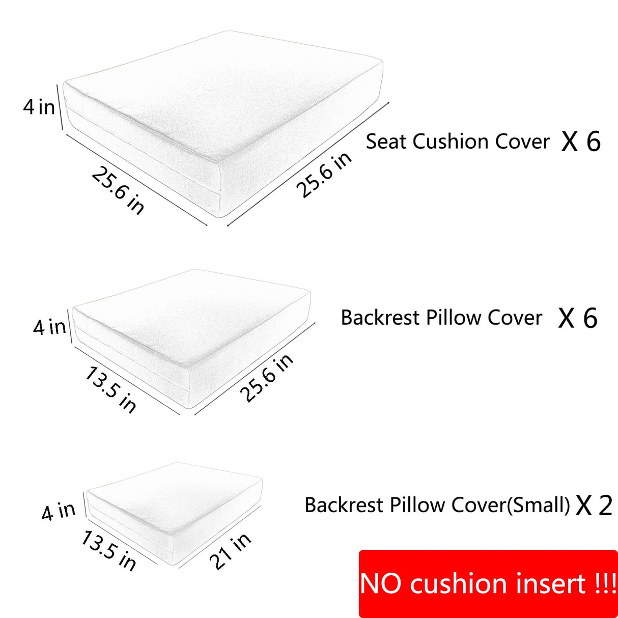 TECOSARA Patio Cushion Covers for 7 Pcs Outdoor Sectional Sofa, Outdoor Cushion Covers for 7 Pieces 6-Seater Wicker Rattan Conversation Set, Cushion Seat Covers for Patio Furniture, Antique Beige TECOSARA