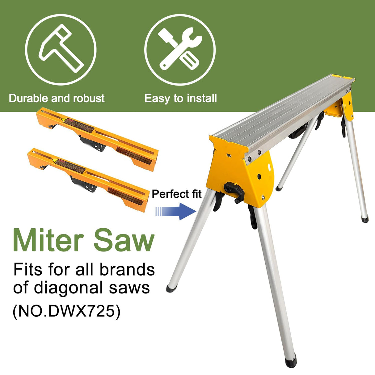 Gabasinover Silver Heavy Duty Miter Saw Stand Compatible with DW7231 DWX725 miter saw mounting brackets allowing use as a tool stand Gabasinover