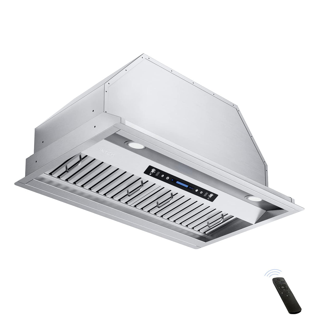 IKTCH 36 inch Built-in/Insert Range Hood 900 CFM, Ducted/Ductless Convertible Duct, Stainless Steel Kitchen Vent Hood with 2 Pcs Adjustable Lights and 3 Pcs Baffle Filters with Handlebar(IKB02-36'') IKTCH