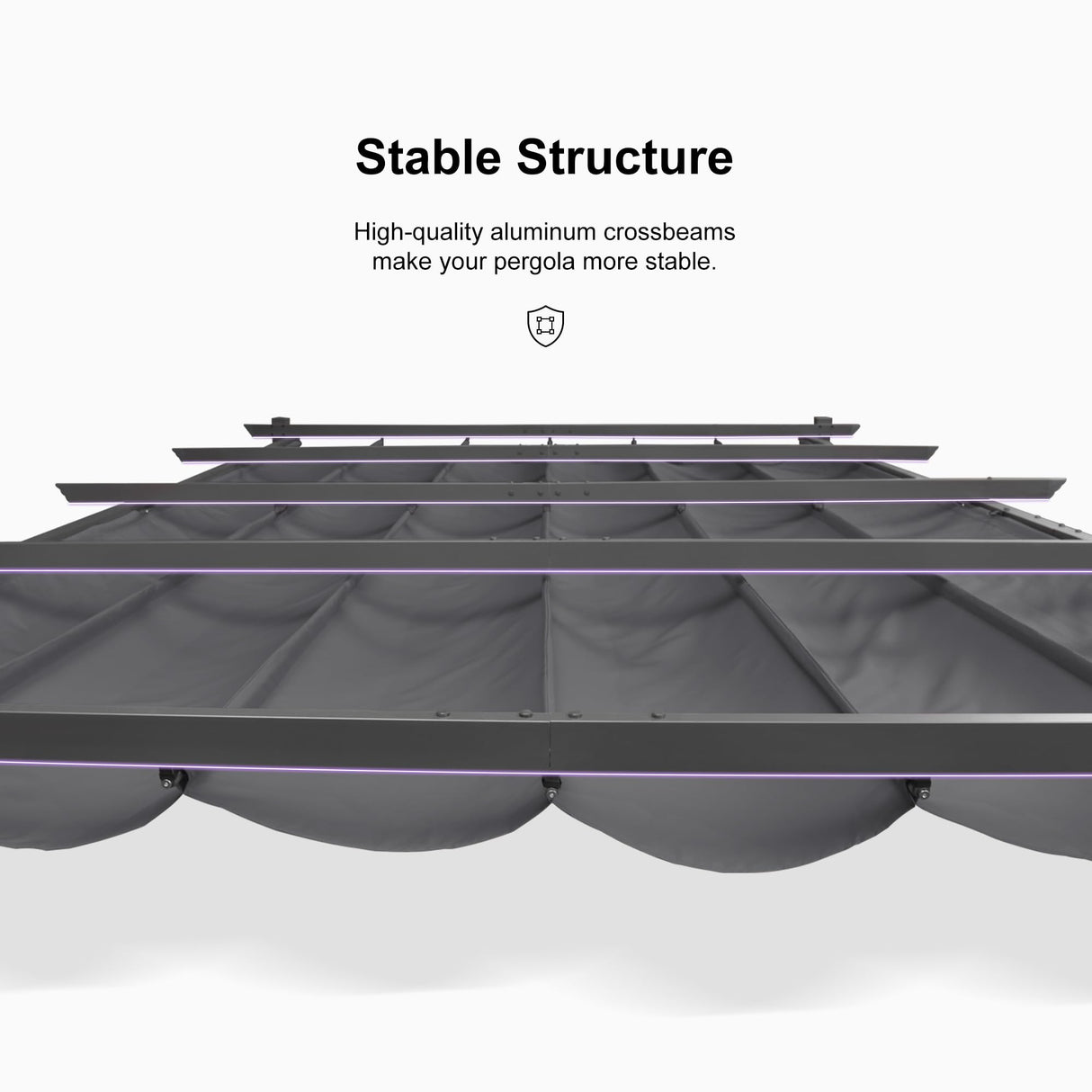 PURPLE LEAF 10' X 13' Outdoor Retractable Pergola with Sun Shade Canopy Patio Metal Shelter for Porch Garden Beach Pavilion Grill Gazebo Modern Yard Grape Trellis Pergola, Gray PURPLE LEAF