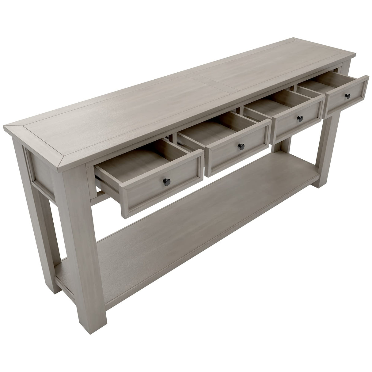 Console Table Hallway Sofa Entryway Side Table 63" Long Furniture with 4 Drawers and Bottom Shelf for Living Room Home Decor (Gray Wash) Knocbel